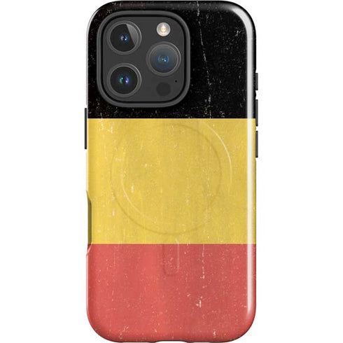 Belgium Flag Distressed iPhone 16 Pro Magsafe Impact Case